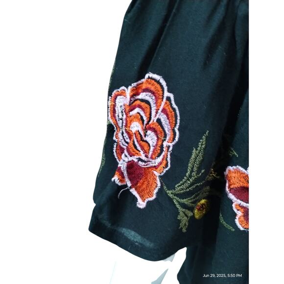 Feathers Womens size Large Embroidered Off The Shoulder Boho Flowy Hippie Dress - Picture 9 of 14